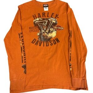 Harley-Davidson Manila Orange and Black Logo Crewneck Tee